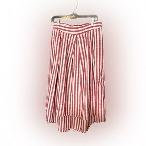 Max Studio Red White Striped Cotton Blend Skirt Large